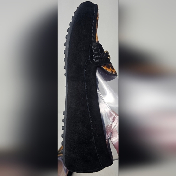 Ralph Lauren Berdine Black Suede Fur Leopard Driving Loafer Size 6.5B - Picture 6 of 13